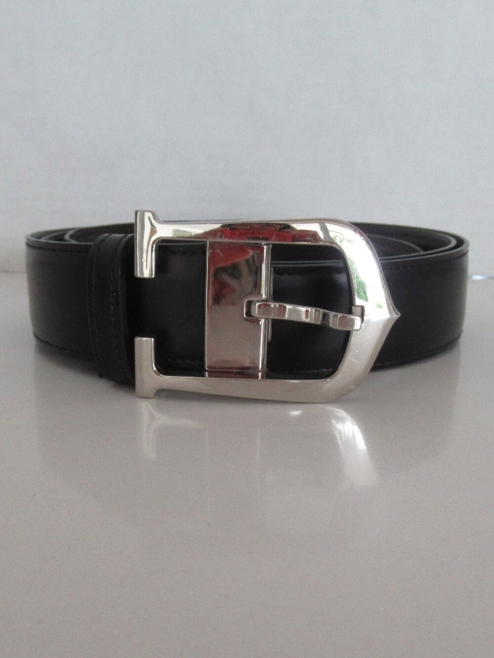 Cartier Leather Belt Size 35 Made In France Palladium Silver Buckle in Black